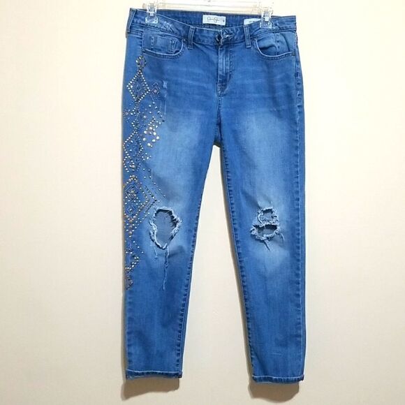 Jessica Simpson Blue Distressed Jeans Sz 28 - Picture 2 of 10